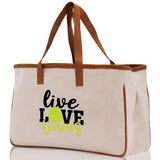 Live Love Tennis Cotton Canvas Tote Bag Gift for Tennis Lover Bag Tennis Coach Gift Bag - Aaria Tees Aaria Tees