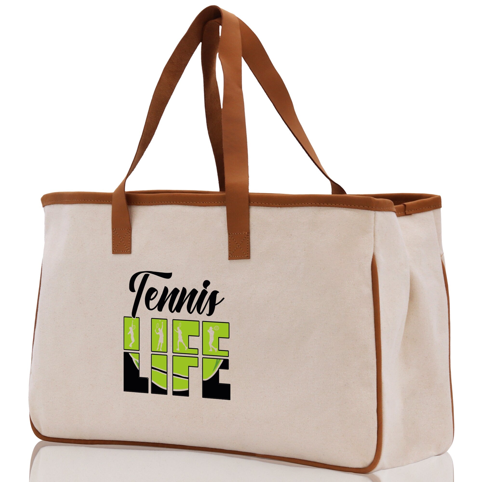 Tennis Life Cotton Canvas Tote Bag Gift for Tennis Lover Bag Tennis Coach Gift Bag - Aaria Tees Aaria Tees