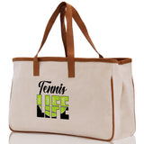 Tennis Life Cotton Canvas Tote Bag Gift for Tennis Lover Bag Tennis Coach Gift Bag - Aaria Tees Aaria Tees