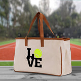 Tennis Love Cotton Canvas Tote Bag Gift for Tennis Lover Bag Tennis Coach Gift Bag - Aaria Tees Aaria Tees