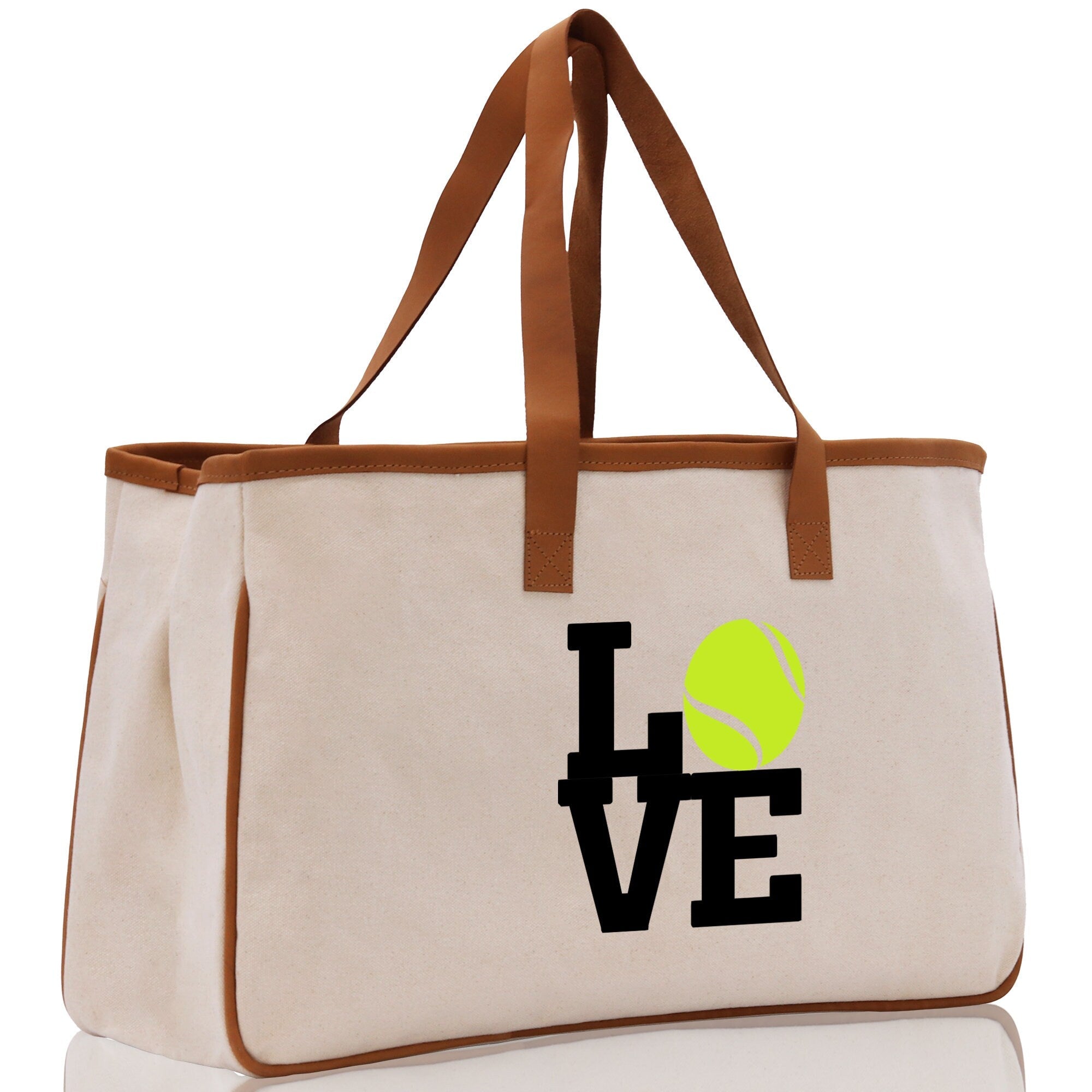 Tennis Love Cotton Canvas Tote Bag Gift for Tennis Lover Bag Tennis Coach Gift Bag - Aaria Tees Aaria Tees