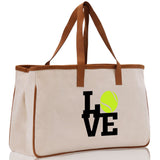Tennis Love Cotton Canvas Tote Bag Gift for Tennis Lover Bag Tennis Coach Gift Bag - Aaria Tees Aaria Tees