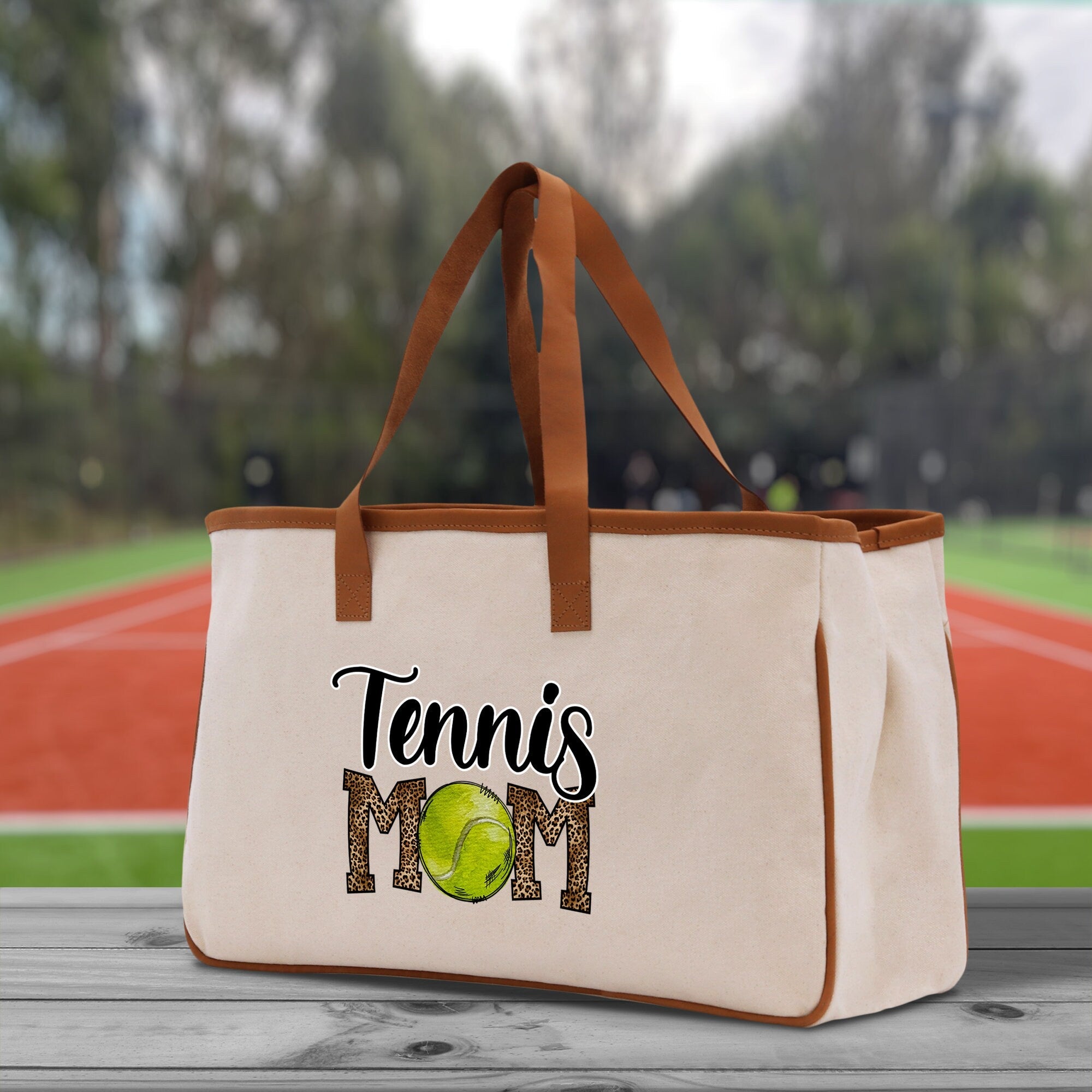 Tennis Mom Cotton Canvas Tote Bag Gift for Tennis Lover Bag Tennis Coach Gift Bag - Aaria Tees Aaria Tees