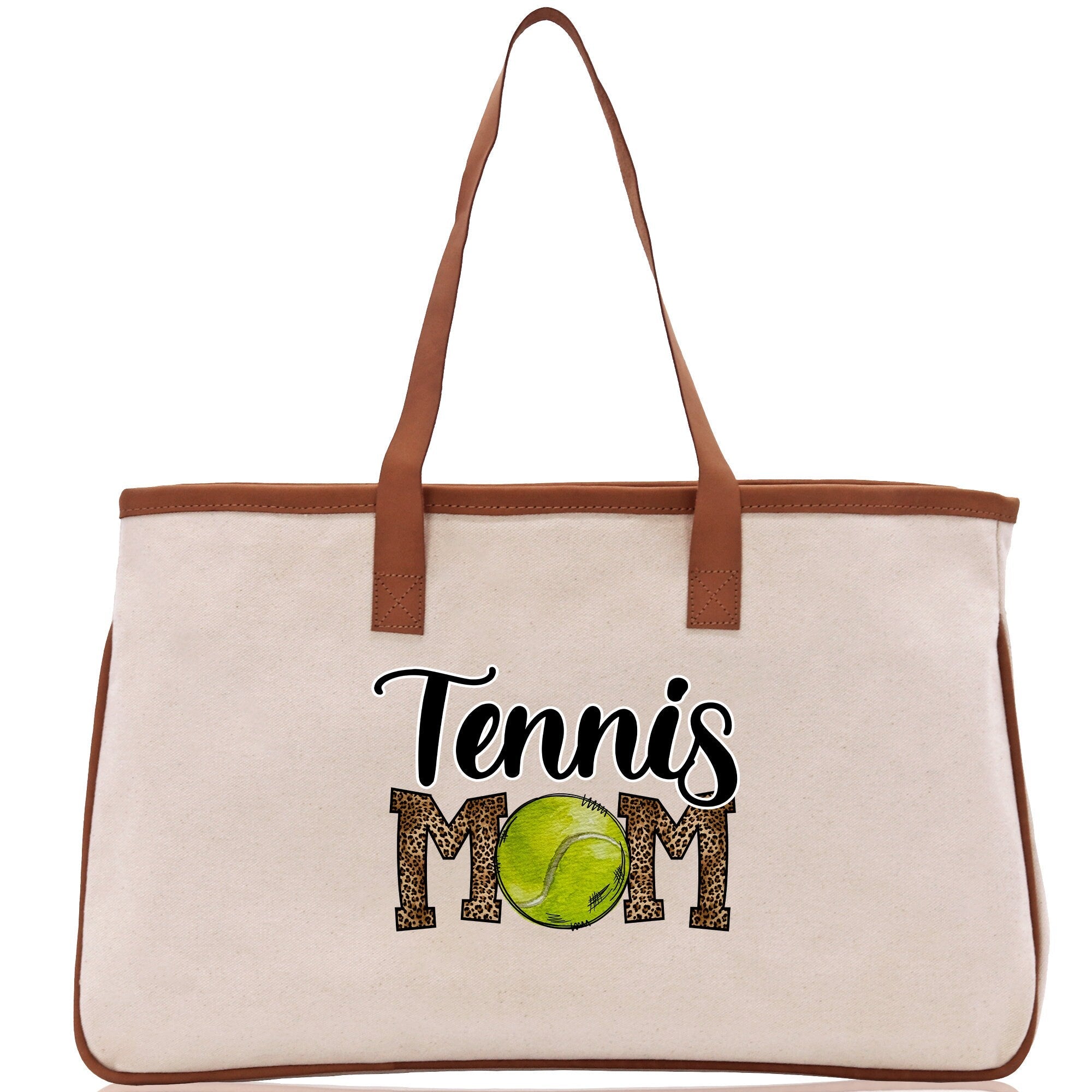 Tennis Mom Cotton Canvas Tote Bag Gift for Tennis Lover Bag Tennis Coach Gift Bag - Aaria Tees Aaria Tees