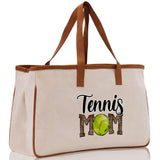 Tennis Mom Cotton Canvas Tote Bag Gift for Tennis Lover Bag Tennis Coach Gift Bag - Aaria Tees Aaria Tees