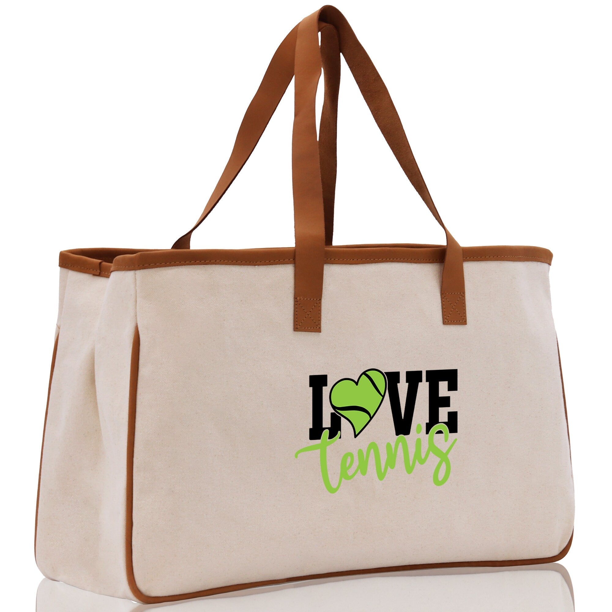 Love Tennis Cotton Canvas Tote Bag Gift for Tennis Lover Bag Tennis Coach Gift Bag - Aaria Tees Aaria Tees