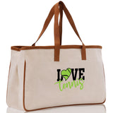 Love Tennis Cotton Canvas Tote Bag Gift for Tennis Lover Bag Tennis Coach Gift Bag - Aaria Tees Aaria Tees