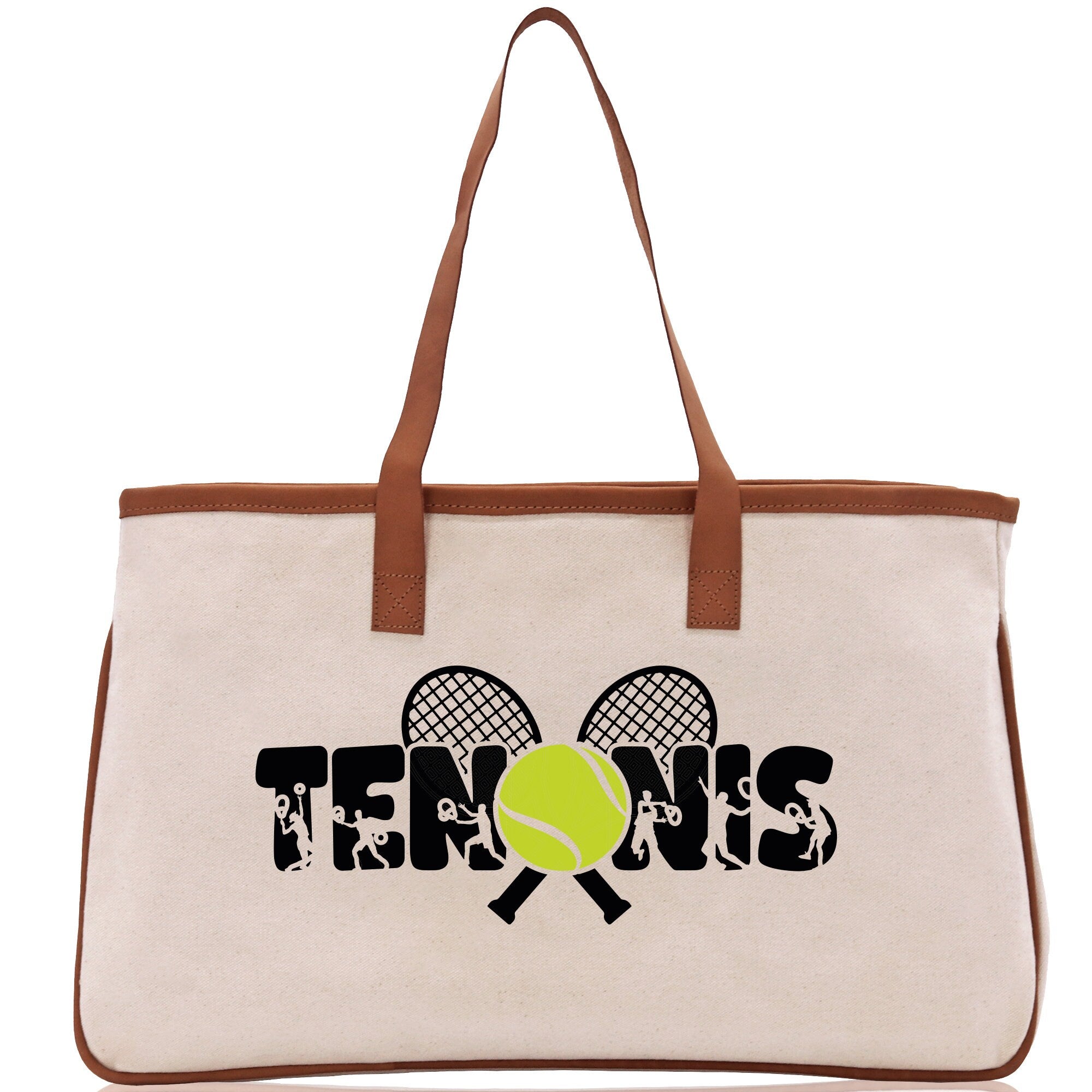 Tennis Silhouette Cotton Canvas Tote Bag Gift for Tennis Lover Bag Tennis Coach Gift Bag - Aaria Tees Aaria Tees