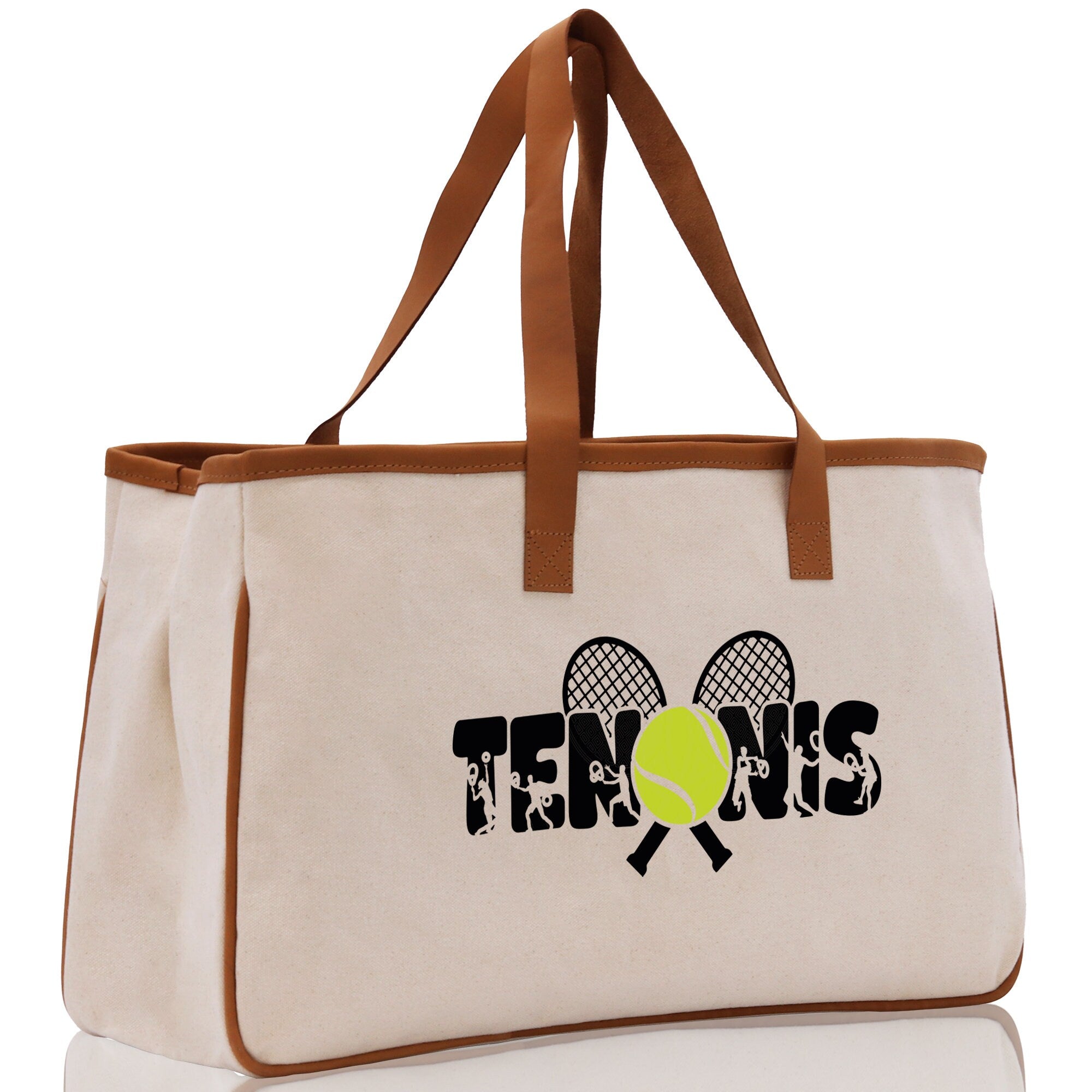 Tennis Silhouette Cotton Canvas Tote Bag Gift for Tennis Lover Bag Tennis Coach Gift Bag - Aaria Tees Aaria Tees