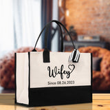 Wifey Personalization Cotton Canvas Tote Bag Bridal Party Tote Anniversary Gift For Wife Honeymoon Tote Est Year Tote Bag Engagement Gift - Aaria Tees Aaria Tees