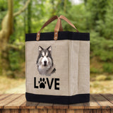Alaskan Malamute Love Dog Jute Canvas Tote Funny Farmer Market Bag Quote Jute Bag Shopping Bag Burlap Bag Dog Owner Gift - Aaria Tees Aaria Tees