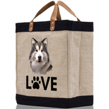 Alaskan Malamute Love Dog Jute Canvas Tote Funny Farmer Market Bag Quote Jute Bag Shopping Bag Burlap Bag Dog Owner Gift - Aaria Tees Aaria Tees