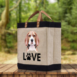 Beagle Love Dog Jute Canvas Tote Funny Farmer Market Bag Quote Jute Bag Shopping Bag Burlap Bag Dog Owner Gift - Aaria Tees Aaria Tees