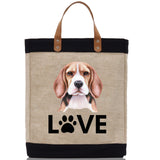 Beagle Love Dog Jute Canvas Tote Funny Farmer Market Bag Quote Jute Bag Shopping Bag Burlap Bag Dog Owner Gift - Aaria Tees Aaria Tees