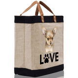 Chihuahua Love Dog Jute Canvas Tote Funny Farmer Market Bag Quote Jute Bag Shopping Bag Burlap Bag Dog Owner Gift - Aaria Tees Aaria Tees