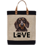 Dachshund Love Dog Jute Canvas Tote Funny Farmer Market Bag Quote Jute Bag Shopping Bag Burlap Bag Dog Owner Gift - Aaria Tees Aaria Tees