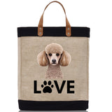 Poodle Love Dog Jute Canvas Tote Funny Farmer Market Bag Quote Jute Bag Shopping Bag Burlap Bag Dog Owner Gift - Aaria Tees Aaria Tees