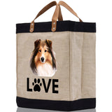 Sheltie Love Dog Jute Canvas Tote Funny Farmer Market Bag Quote Jute Bag Shopping Bag Burlap Bag Dog Owner Gift - Aaria Tees Aaria Tees