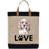 Spaniel Love Dog Jute Canvas Tote Funny Farmer Market Bag Quote Jute Bag Shopping Bag Burlap Bag Dog Owner Gift - Aaria Tees Aaria Tees