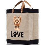 Yorkshire Terrier Love Dog Jute Canvas Tote Funny Farmer Market Bag Quote Jute Bag Shopping Bag Burlap Bag Dog Owner Gift - Aaria Tees Aaria Tees