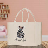 Koala Mom And Baby Name Custom Cotton Canvas Tote Bag Custom Pet Lover Gift Pet Portrait Bag Personalized Pet Owner Gift Tote Bag - Aaria Tees Aaria Tees
