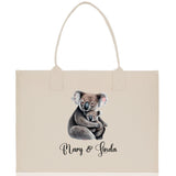 Koala Mom And Baby Name Custom Cotton Canvas Tote Bag Custom Pet Lover Gift Pet Portrait Bag Personalized Pet Owner Gift Tote Bag - Aaria Tees Aaria Tees