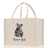Koala Mom And Baby Name Custom Cotton Canvas Tote Bag Custom Pet Lover Gift Pet Portrait Bag Personalized Pet Owner Gift Tote Bag - Aaria Tees Aaria Tees