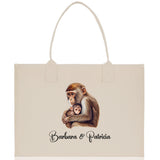 Monkey Mom And Baby Name Custom Cotton Canvas Tote Bag Custom Pet Lover Gift Pet Portrait Bag Personalized Pet Owner Gift Tote Bag - Aaria Tees Aaria Tees