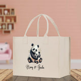 Panda Mom And Baby Name Custom Cotton Canvas Tote Bag Custom Pet Lover Gift Pet Portrait Bag Personalized Pet Owner Gift Tote Bag - Aaria Tees Aaria Tees