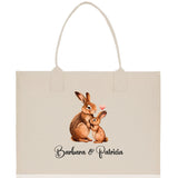 Rabbit Mom And Baby Name Custom Cotton Canvas Tote Bag Custom Pet Lover Gift Pet Portrait Bag Personalized Pet Owner Gift Tote Bag - Aaria Tees Aaria Tees