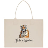 Tiger Mom And Baby Name Custom Cotton Canvas Tote Bag Custom Pet Lover Gift Pet Portrait Bag Personalized Pet Owner Gift Tote Bag - Aaria Tees Aaria Tees