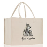 Wolf Mom And Baby Name Custom Cotton Canvas Tote Bag Custom Pet Lover Gift Pet Portrait Bag Personalized Pet Owner Gift Tote Bag - Aaria Tees Aaria Tees