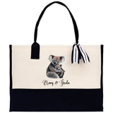 Koala Mom And Baby Name Custom Cotton Canvas Tote Bag Custom Pet Lover Gift Pet Portrait Bag Personalized Pet Owner Gift Tote Bag - Aaria Tees Aaria Tees