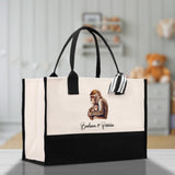 Monkey Mom And Baby Name Custom Cotton Canvas Tote Bag Custom Pet Lover Gift Pet Portrait Bag Personalized Pet Owner Gift Tote Bag - Aaria Tees Aaria Tees