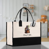 Raccoon Mom And Baby Name Custom Cotton Canvas Tote Bag Custom Pet Lover Gift Pet Portrait Bag Personalized Pet Owner Gift Tote Bag - Aaria Tees Aaria Tees