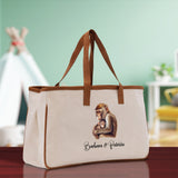 Monkey Mom And Baby Name Custom Cotton Canvas Tote Bag Custom Pet Lover Gift Pet Portrait Bag Personalized Pet Owner Gift Tote Bag - Aaria Tees Aaria Tees