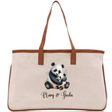Panda Mom And Baby Name Custom Cotton Canvas Tote Bag Custom Pet Lover Gift Pet Portrait Bag Personalized Pet Owner Gift Tote Bag - Aaria Tees Aaria Tees