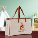 Rabbit Mom And Baby Name Custom Cotton Canvas Tote Bag Custom Pet Lover Gift Pet Portrait Bag Personalized Pet Owner Gift Tote Bag - Aaria Tees Aaria Tees