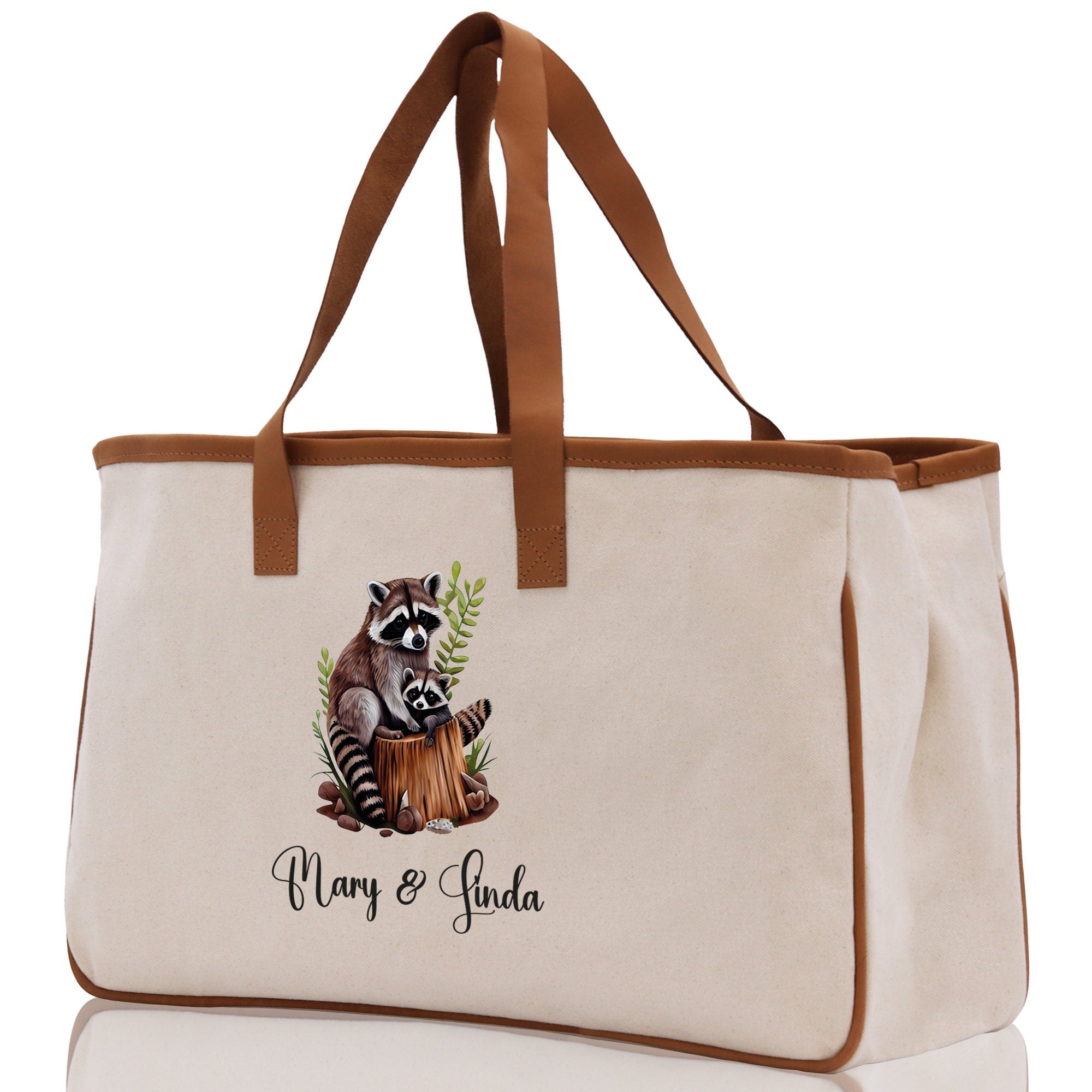 Tiger Mom And Baby Name Custom Cotton Canvas Tote Bag Custom Pet Lover Gift Pet Portrait Bag Personalized Pet Owner Gift Tote Bag - Aaria Tees Aaria Tees