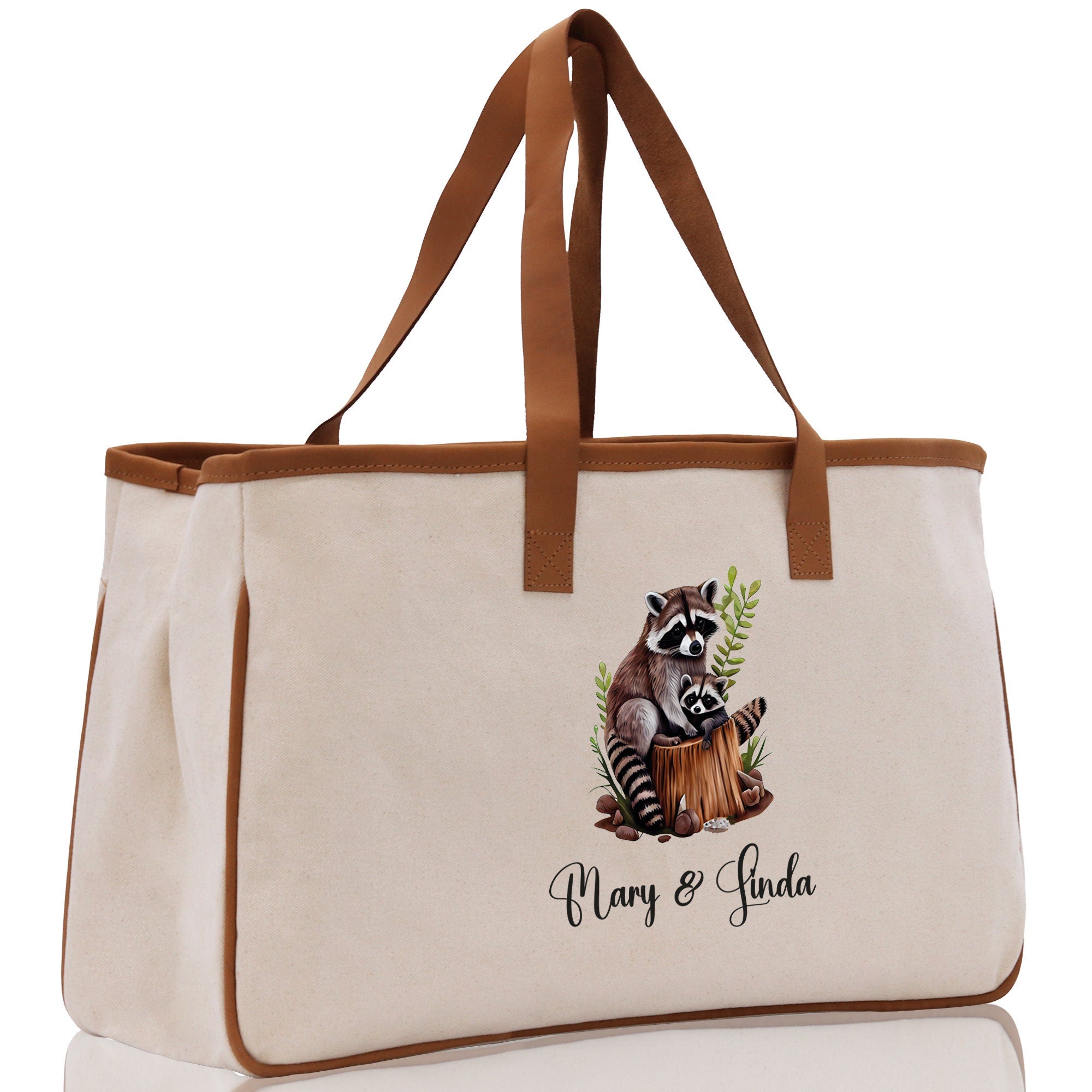 Tiger Mom And Baby Name Custom Cotton Canvas Tote Bag Custom Pet Lover Gift Pet Portrait Bag Personalized Pet Owner Gift Tote Bag - Aaria Tees Aaria Tees