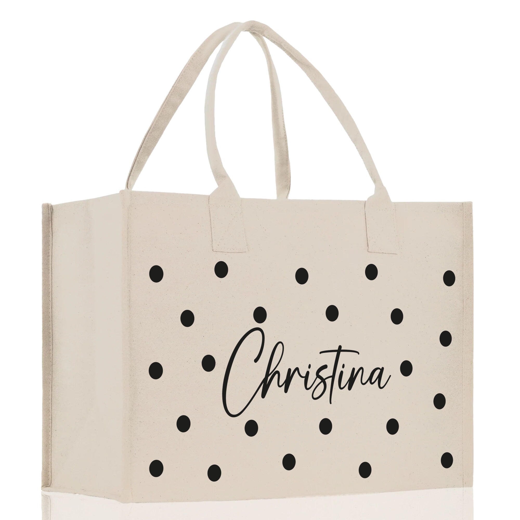 Polka Dot Mrs. Last Name Tote Bag Personalized Date Wedding Tote Bridal Shower Gift Honeymoon Gift Customized Wedding Gift Bridesmaid Gift - Aaria Tees Aaria Tees