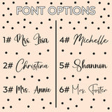 Polka Dot Mrs. Last Name Tote Bag Personalized Date Wedding Tote Bridal Shower Gift Honeymoon Gift Customized Wedding Gift Bridesmaid Gift - Aaria Tees Aaria Tees
