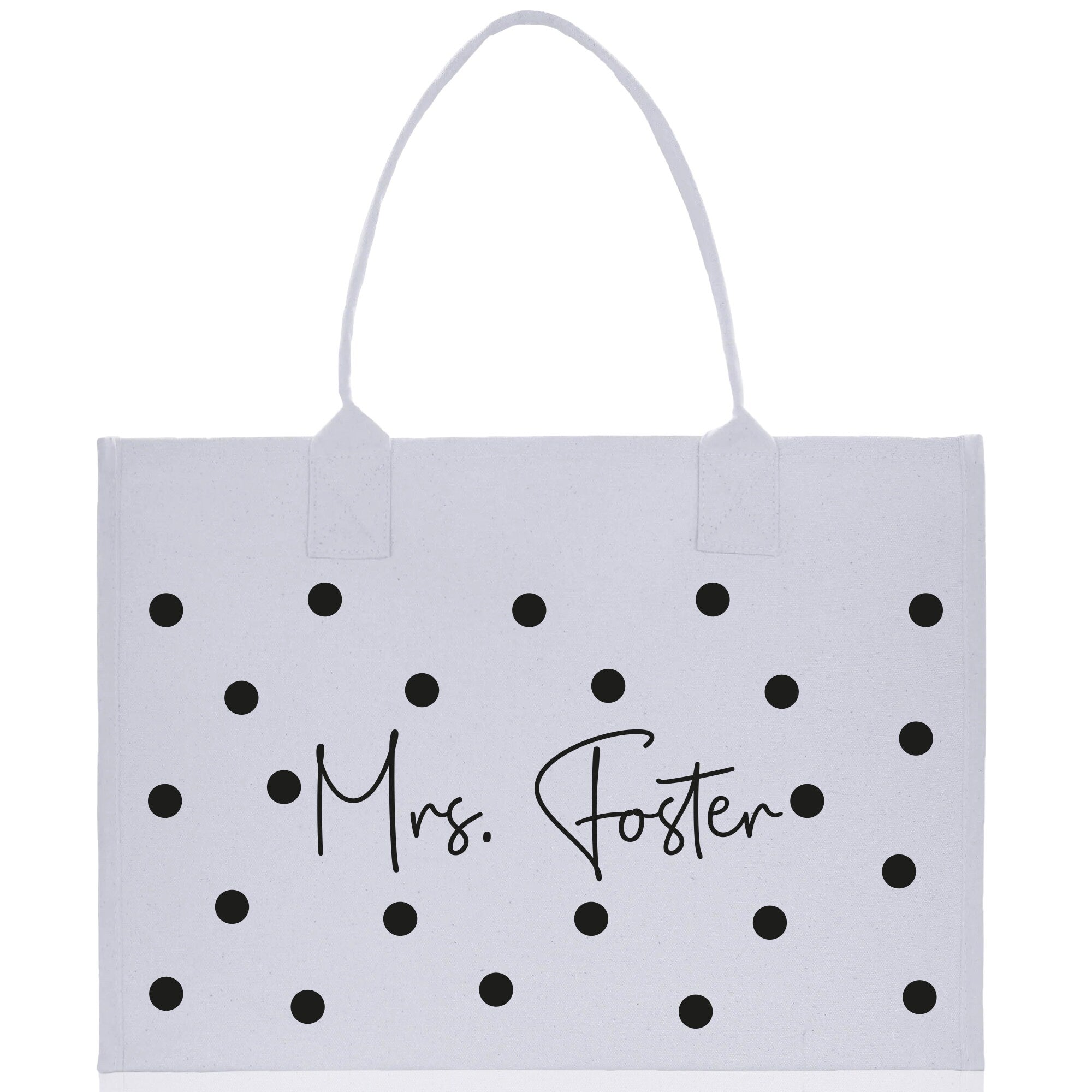 Polka Dot Mrs. Last Name Tote Bag Personalized Date Wedding Tote Bridal Shower Gift Honeymoon Gift Customized Wedding Gift Bridesmaid Gift - Aaria Tees Aaria Tees