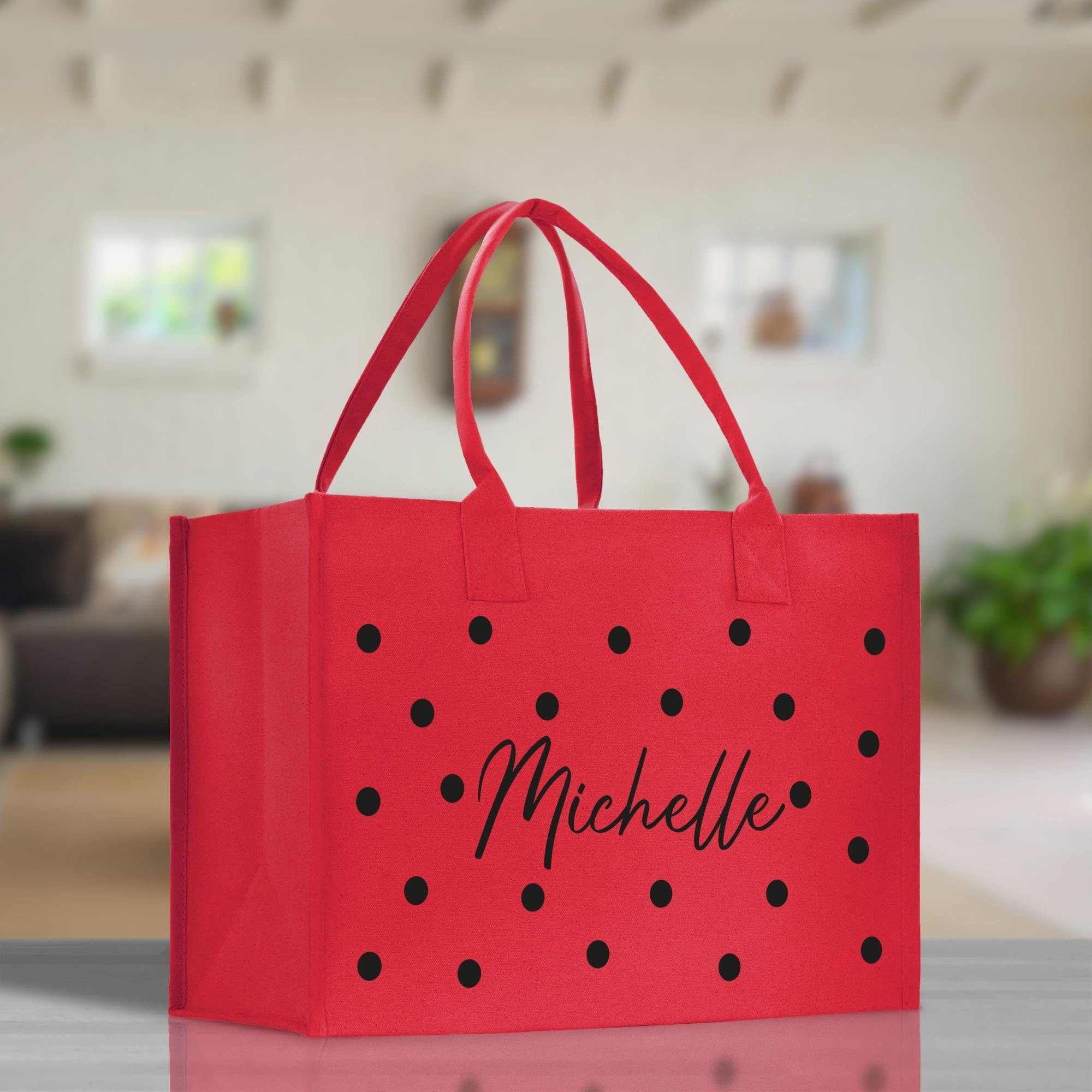 Polka Dot Mrs. Last Name Tote Bag Personalized Date Wedding Tote Bridal Shower Gift Honeymoon Gift Customized Wedding Gift Bridesmaid Gift - Aaria Tees Aaria Tees