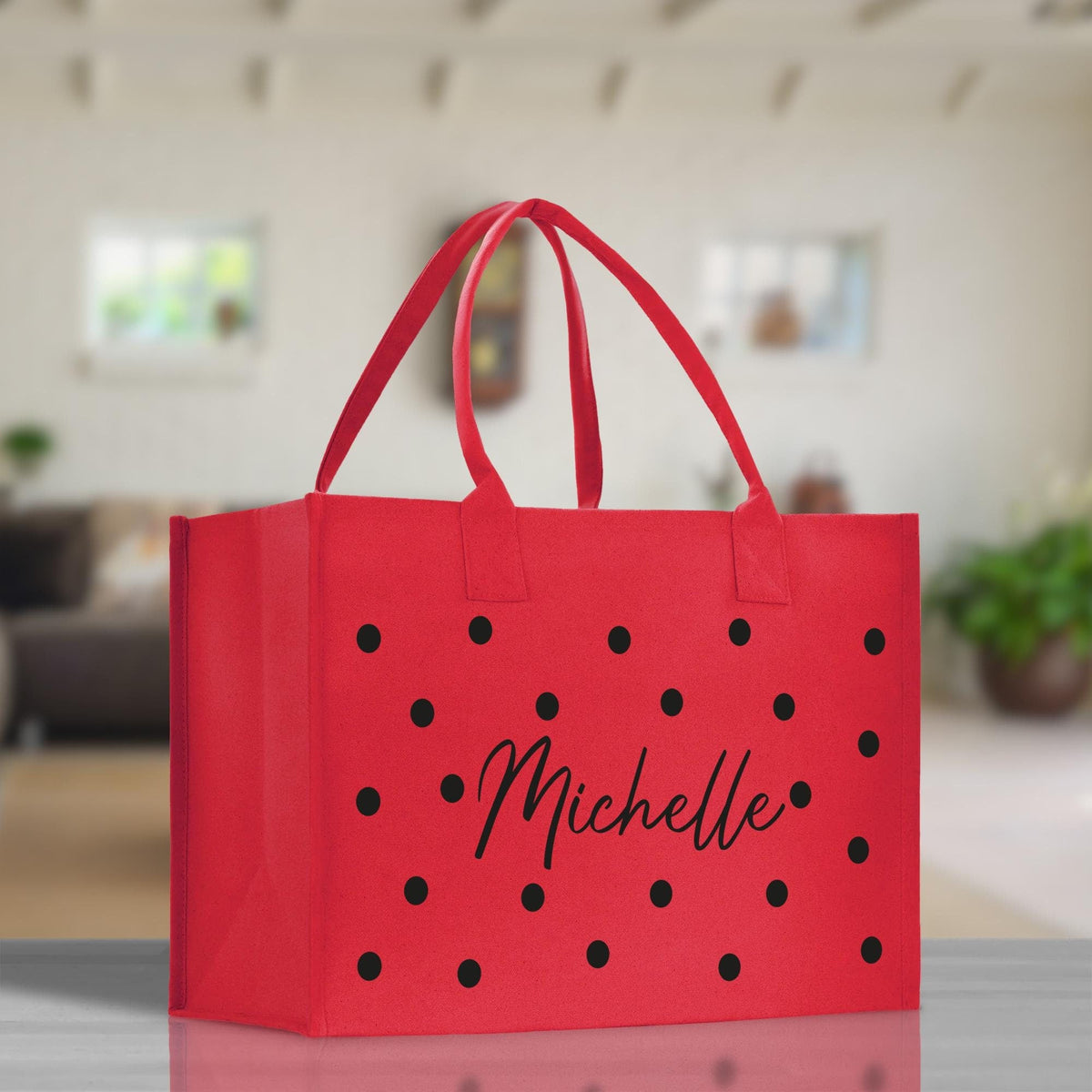 Polka Dot Mrs. Last Name Tote Bag Personalized Date Wedding Tote Bridal Shower Gift Honeymoon Gift Customized Wedding Gift Bridesmaid Gift - Aaria Tees