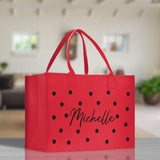 Polka Dot Mrs. Last Name Tote Bag Personalized Date Wedding Tote Bridal Shower Gift Honeymoon Gift Customized Wedding Gift Bridesmaid Gift - Aaria Tees Aaria Tees
