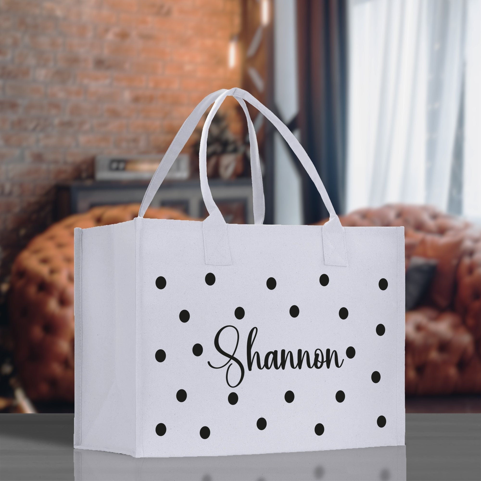 Polka Dot Mrs. Last Name Tote Bag Personalized Date Wedding Tote Bridal Shower Gift Honeymoon Gift Customized Wedding Gift Bridesmaid Gift - Aaria Tees Aaria Tees