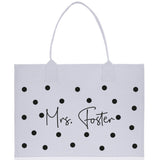 Polka Dot Mrs. Last Name Tote Bag Personalized Date Wedding Tote Bridal Shower Gift Honeymoon Gift Customized Wedding Gift Bridesmaid Gift - Aaria Tees Aaria Tees