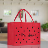 Polka Dot Mrs. Last Name Tote Bag Personalized Date Wedding Tote Bridal Shower Gift Honeymoon Gift Customized Wedding Gift Bridesmaid Gift - Aaria Tees Aaria Tees