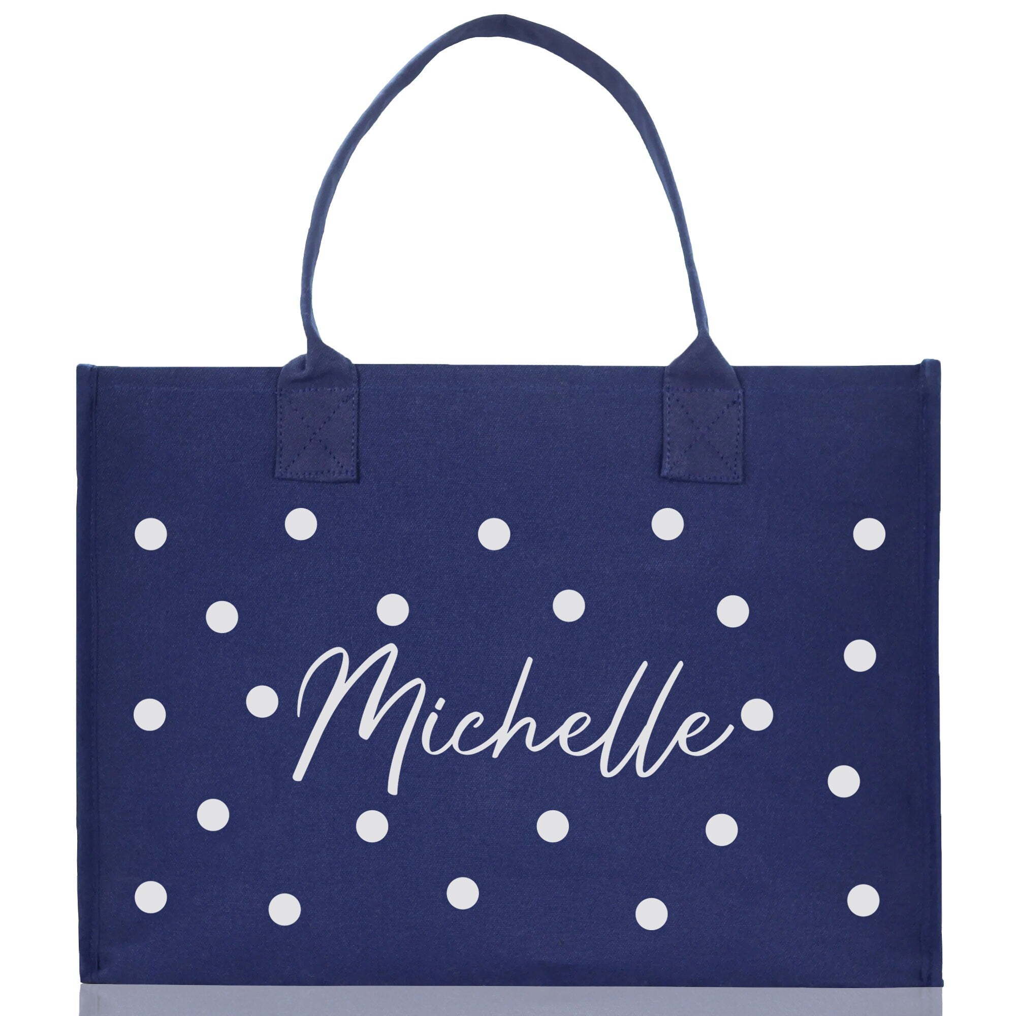 Polka Dot Mrs. Last Name Tote Bag Personalized Date Wedding Tote Bridal Shower Gift Honeymoon Gift Customized Wedding Gift Bridesmaid Gift - Aaria Tees Aaria Tees